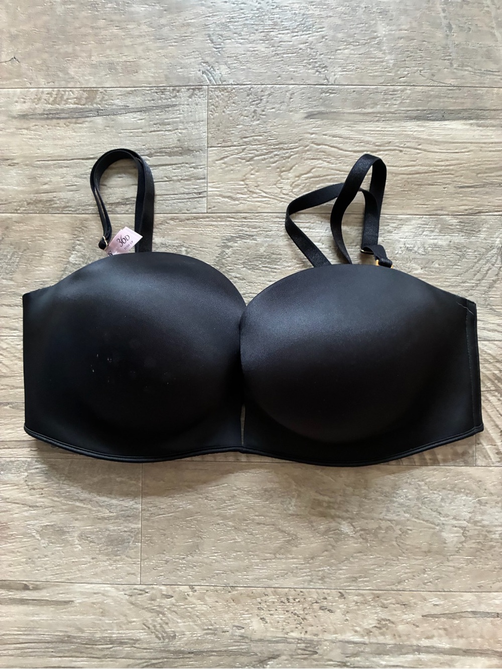 Victoria Secret Satin Bombshell Multi-way Bra Add 2 Cups Black